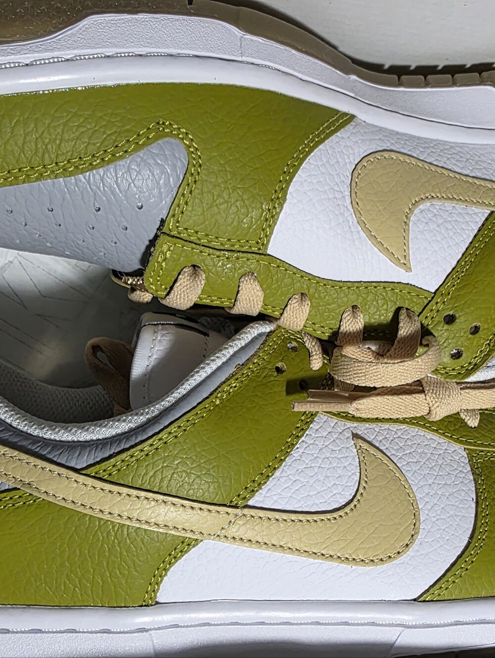 Nike By You Dunk Low Green and White Athletic Sneakers Size 10.5m.